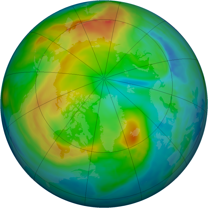 Arctic ozone map for 01 December 2014